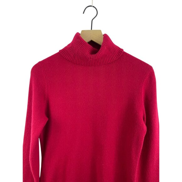 Ann Taylor Women's Medium 100% Cashmere Roll Turtleneck Long Sleeve Sweater Red - Picture 2 of 11